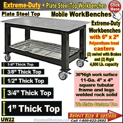 MOBILE Plate Steel Top WorkBenches