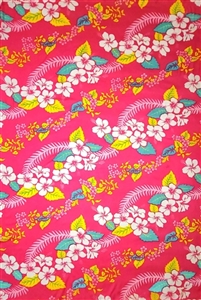 Pink Sarong with Hawaiian Print & Yellow Leaves