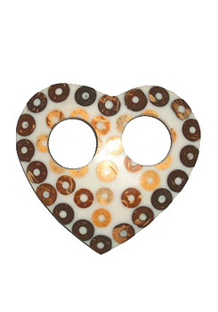 Heart Shaped WHITE Coconut Tie With Decorative Circles