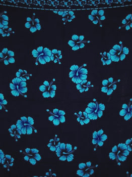 Black with Light Blue Hibiscus