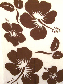 White with Large Brown Hibiscus Prints
