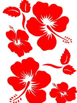 White with Large Red Hibiscus Prints