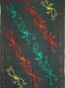 Reggae Sarong - Solid Black with Red, Gold, Green Embriodery