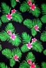 Black Sarong with Green Palm Leaves and Pink Plumeria Flowers