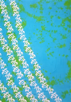 Plus Size Tye Dye Turquoise With Diagonal Hawaiian Turtle Print
