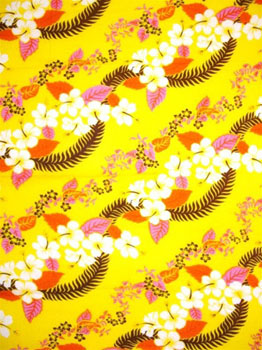 Yellow with Hawaiian Print & Brown Leaves