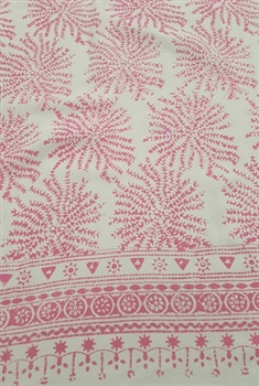 Fancy White Sarong With Pink Coral Pattern