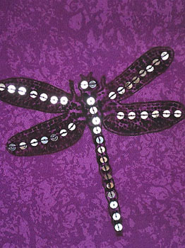 Purple Sequined with Dragonflies