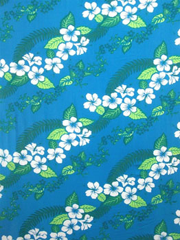 Light Blue with Hawaiian Print and Green Leaves