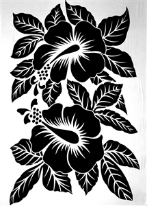 Two Black Hibiscus Flowers Sarong