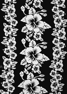 Black Sarong With White Hibiscus Patterns