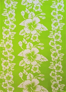 Green Sarong With White Hibiscus Patterns