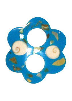 Blue Flower Shaped Tie with Abalone Shell