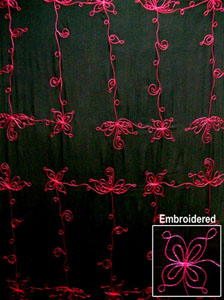 Embroidered Black Sarong with Pink