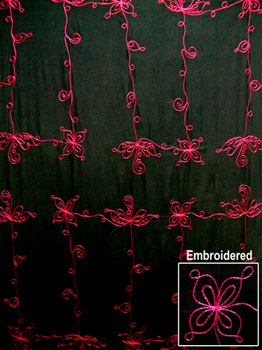 Embroidered Black with Pink