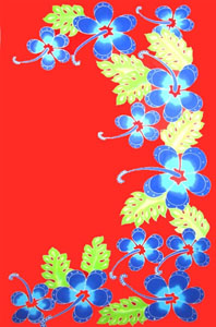 Hand Painted Fancy Red with Blue Hibiscus