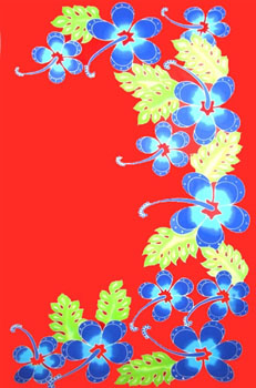 Hand Painted Fancy Red with Blue Hibiscus