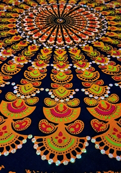 Mandala Sarong - Black With Orange & Opalescent Sequins