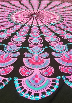 Mandala Sarong - Black With Pink and Blue Sequins