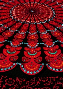 Mandala Sarong - Black With Red & Blue Sequins