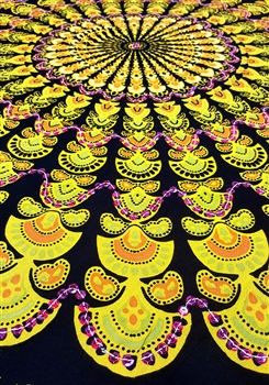 Mandala Sarong - Black With Yellow & Purple Sequins