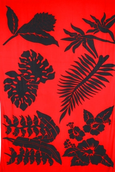 Plus Size Tahitian print with a red background