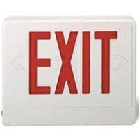 Red Exit sign with Battery backup supplied by Fire Extinguishers Chicago, protectco inc