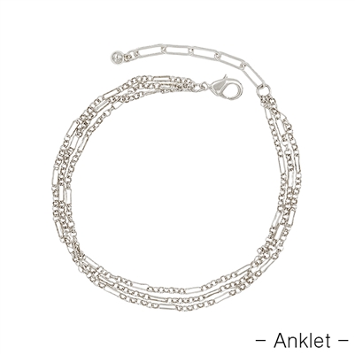 Silver Chain Multi Layered Anklet