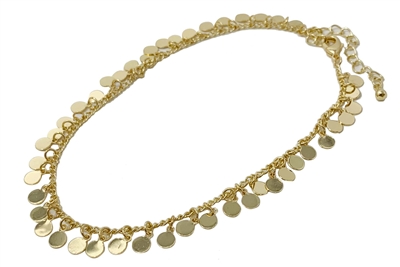 Gold Chain Layered with Disc Charms Anklet