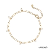 Gold Link Chain with Pearl Charms Anklet