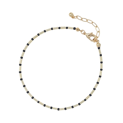 Black Seed Bead and Gold Anklet