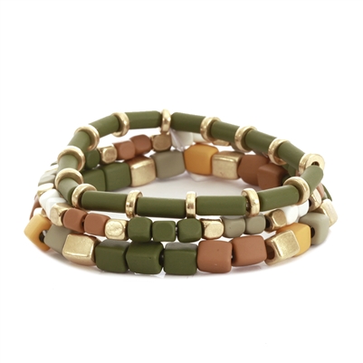 Green and Multi Set of Three Color Coated Lego Bracelet