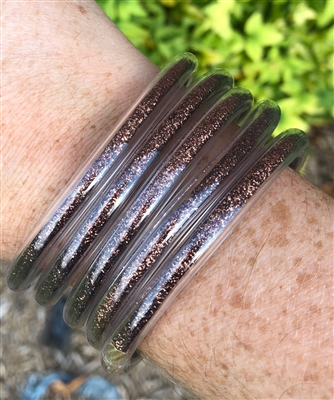 Set of 5 Brown/Bronze Glitter Bangles, 7 1/2" Bracelets