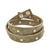Brown Leather Snake with Gold Accent Wrap Bracelet