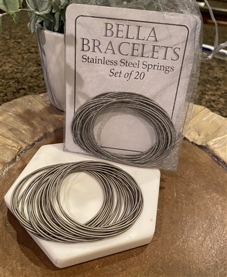 "Bella Bracelets" Silver Set of 20 Stainless Steel Bracelets