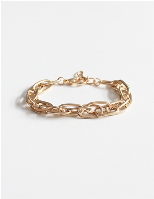 Layered Gold Chain Clasp Bracelet