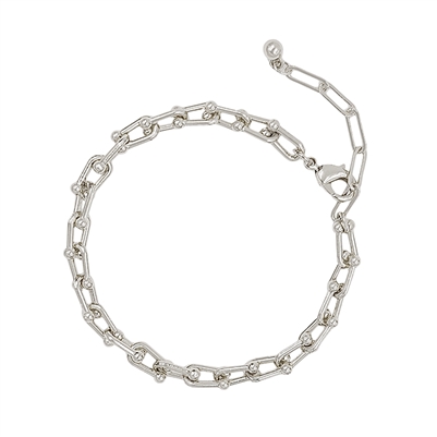 Silver U Shape Link Bracelet with Clasp Extender