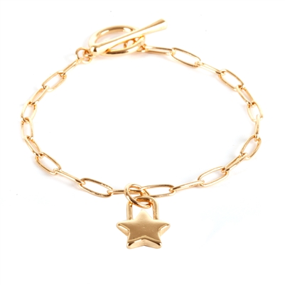 Gold Toggle Link Bracelet with Star Charm