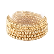Matte Gold Beaded Set of 5 Stretch Bracelets