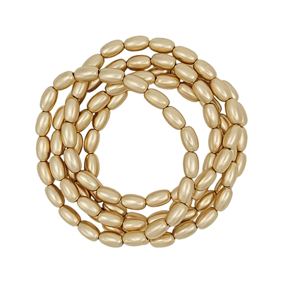 Matte Gold Oval Beaded Set of 5 Stretch Bracelets