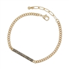 Gold Chain Bracelet with Black Diamond Rhinestone Bar, Great for Layering