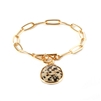 Gold Link Toggle with Dalmatian Natural Stone 7 1/2" Bracelet