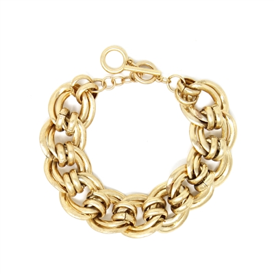 Worn Gold Layered Chain 7 1/2" Bracelet