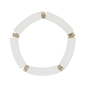 Natural Bamboo Acrylic and Gold Stretch Bracelet