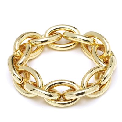 Gold Metal Link 7.5" Stretch Bracelet