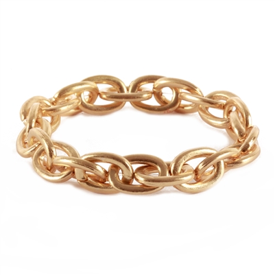 Worn Gold Metal Link 7.5" Stretch Bracelet