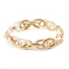 Worn Gold and Silver Metal Link 7.5" Stretch Bracelet