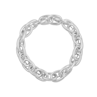 Worn Silver Metal Link 7.5" Stretch Bracelet