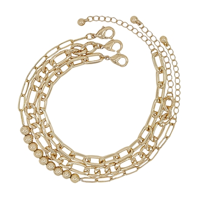 Gold Chain Set of 3 Chain Bracelet