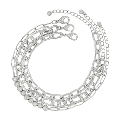 Silver Chain Set of 3 Chain Bracelet